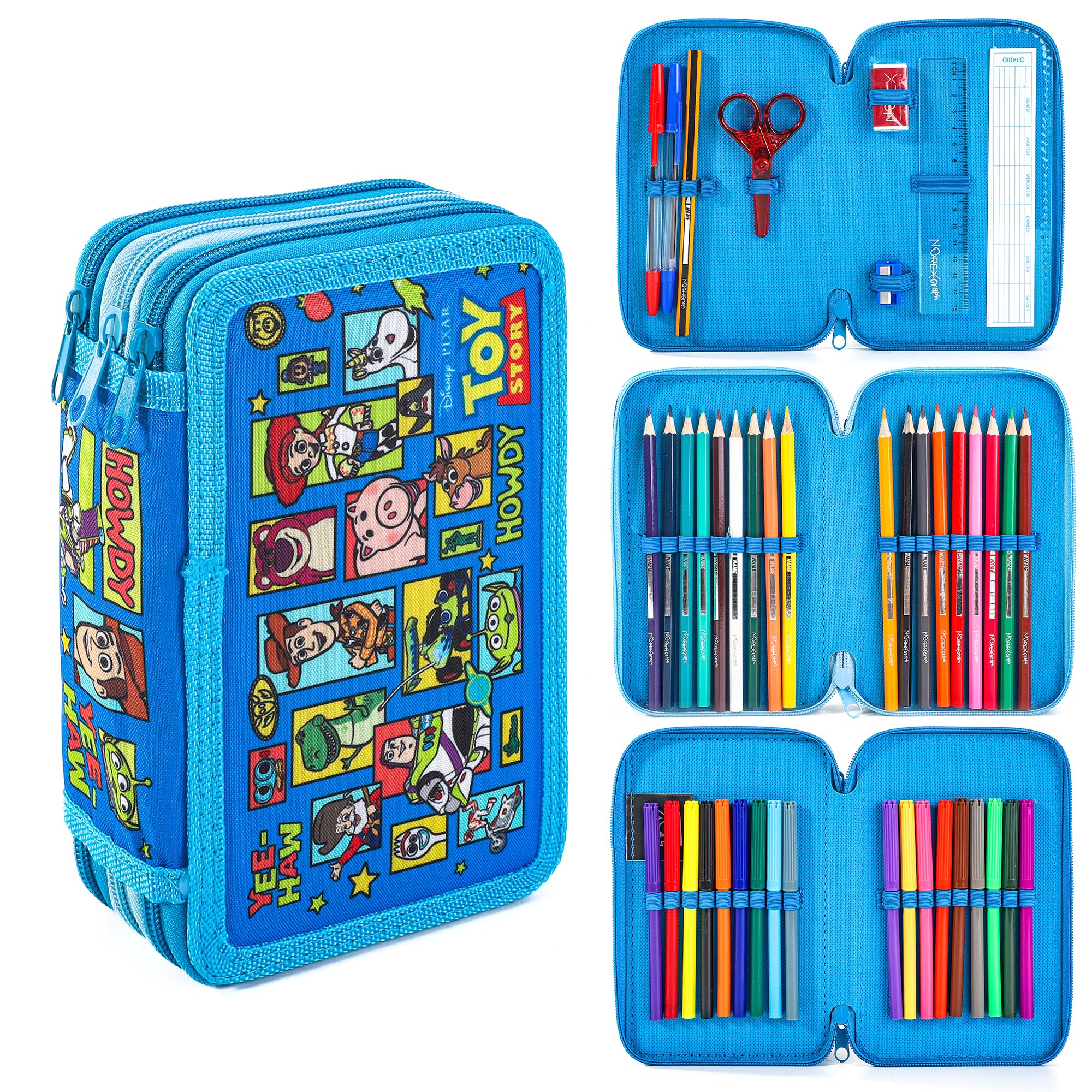 Disney Pixar Toy Story Triple Layer Filled Pencil Case, 20x13x6.5cm