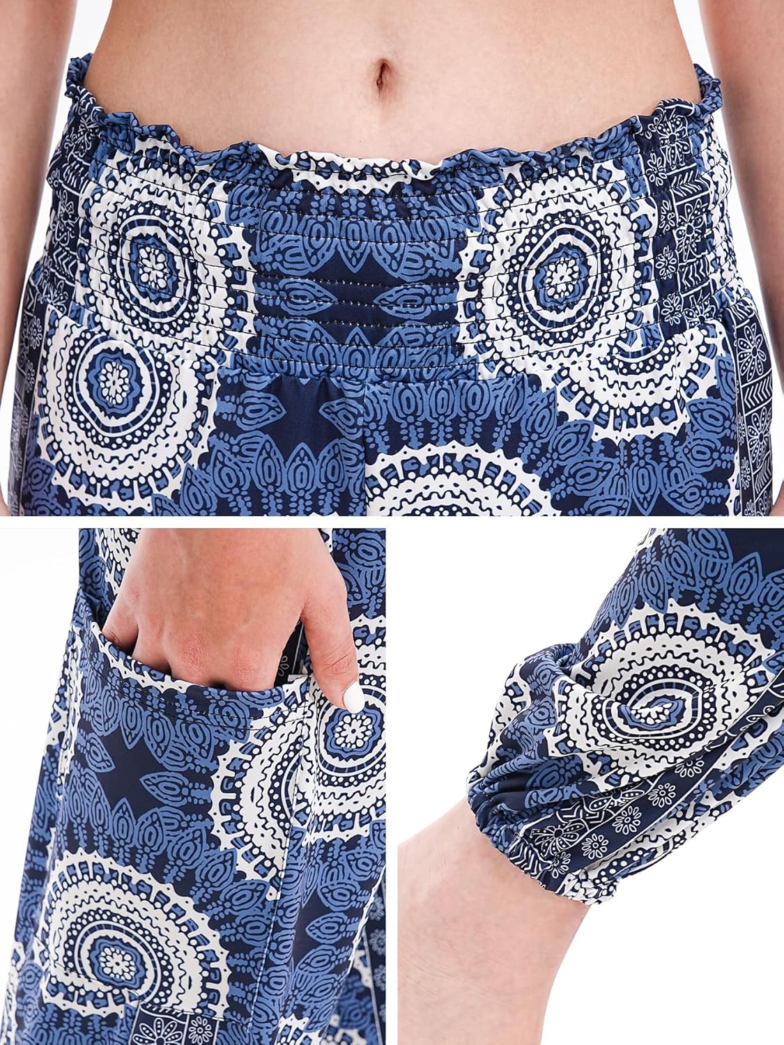 Women Boho Palazzo Pants High Waist Wide Leg Casual Lounge Pant Hippie Harem Yoga Trousers Clothes - Image 5