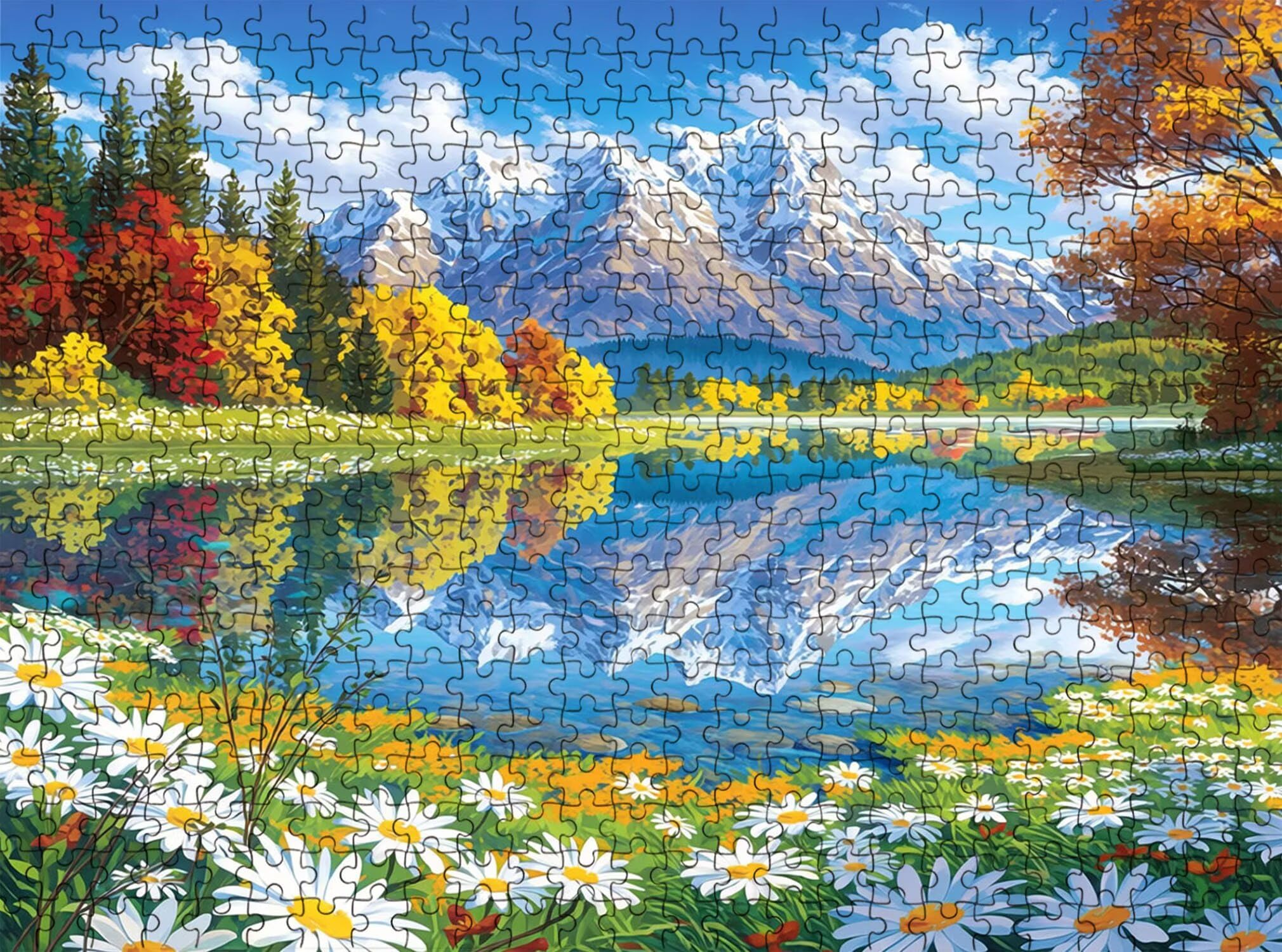 paesaggio lago Puzzle 1500 Pezzi per Adulti, Puzzle in Legno - Collezione Classica con Poster Incluso - Sfida di Concentrazione e Passatempo Antistress, Gioco Educativo per Famiglia, 87 x 57 cm f0-520