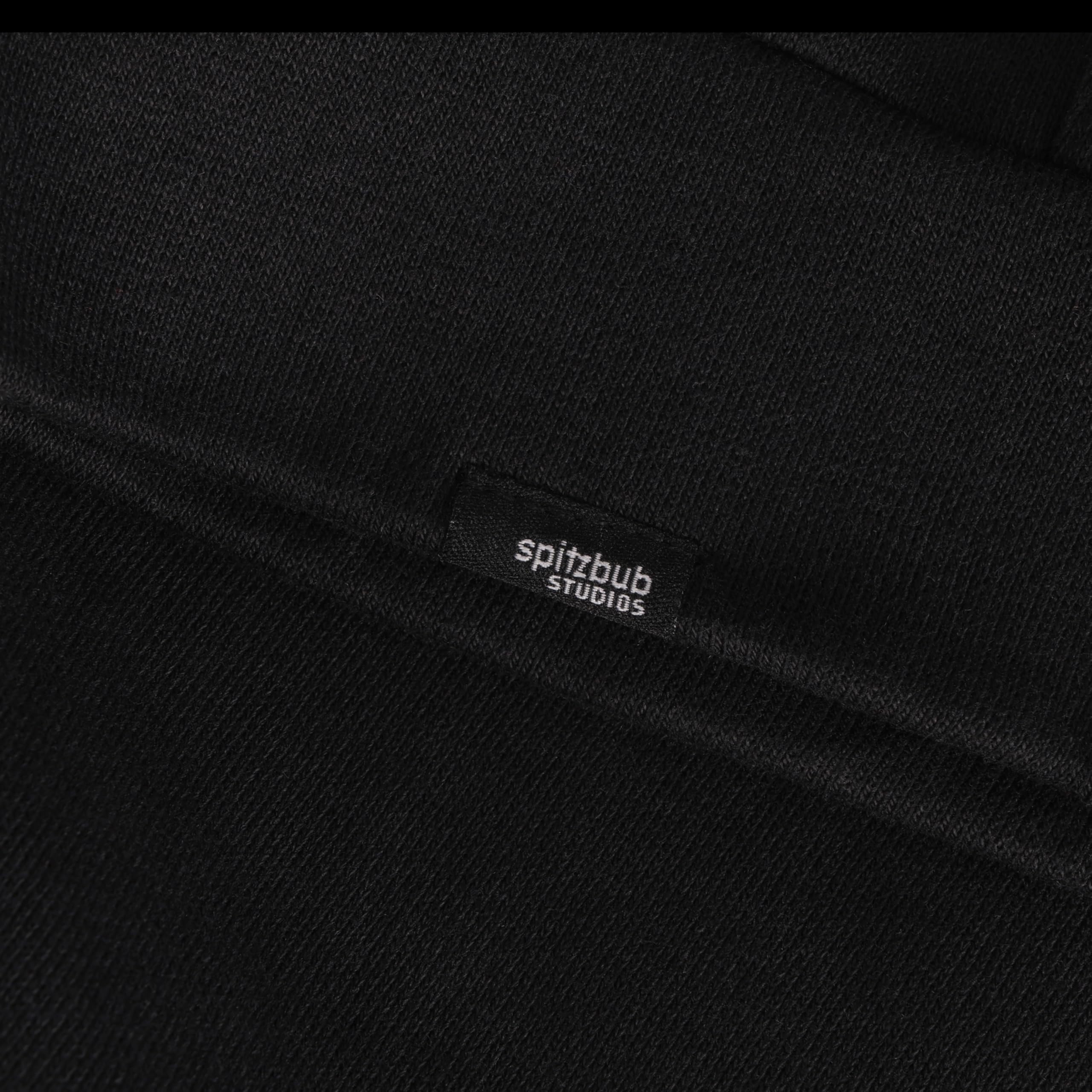 Spitzbub Oversized Hoodie Black Oasis – Kapuzenpullover, Schwarz mit Kaktusprint auf der Brust & Markenprint hinten