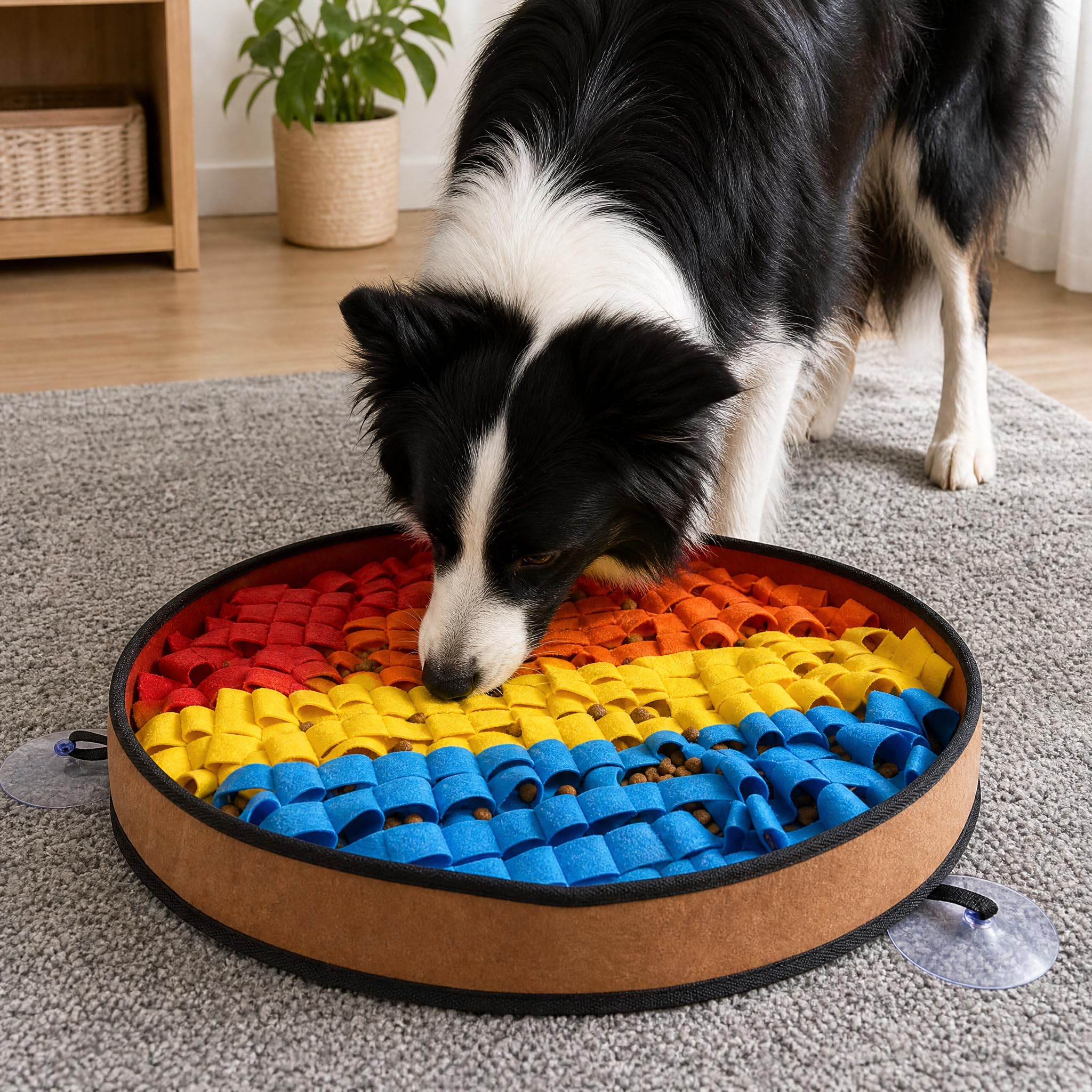 Tapis de Fouille Chien, 48cm Tapis de Léchage Chien avec Ventouses et Base Antidérapante, Tapis d'alimentation Lente en Feutre, Jeu d'Éveil pour Stimulation Mentale et Réduction du Stress