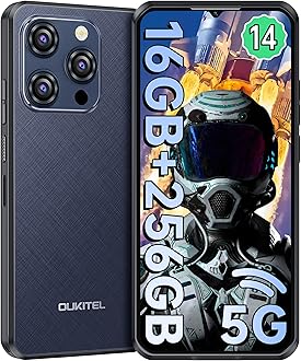 OUKITEL WP52 Rugged Smartphone 5G - 256GB+16GB Storage Up to 2TB, Android 14 Mobile Phones with 6.6" HD+ Display, 48 MP Triple Camera, 6500mAh 18W Charge, Dual SIM & Nano+SD Card Slot, Blue