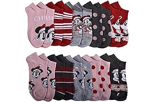 MINNIE Women's No Show Socks: Festive Disney Christmas Cheer