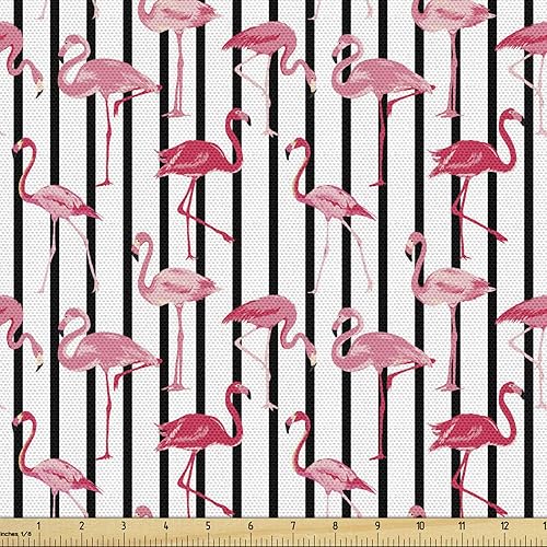 Miniatura 31 de Lunarable - Tela japonesa por yarda, Geishas con paraguas de papel y abanico en un fondo en escala de grises, tela decorativa para tapicería y Beige