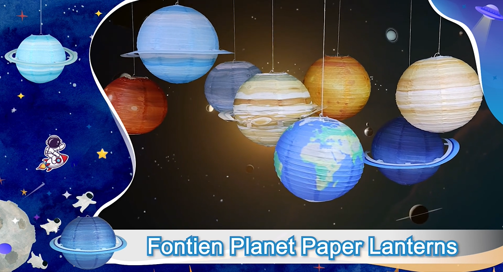 Solar System Paper Lanterns - 8 Planet Hanging Decor For Space Theme Parties & Room Decor - View #3