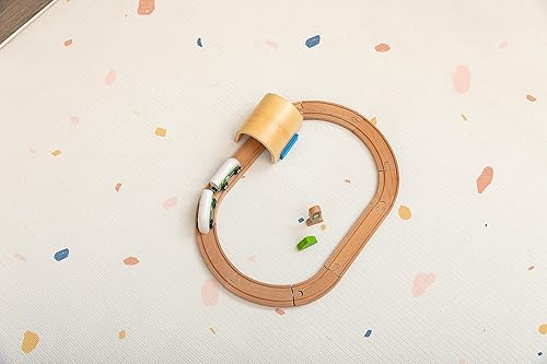 Miniatura 5 de Parklon Tapete de juego acolchado ultrasuave para bebé (gelatina terrazo + beige salvia, de una pieza, reversible, resistente al agua, grande)