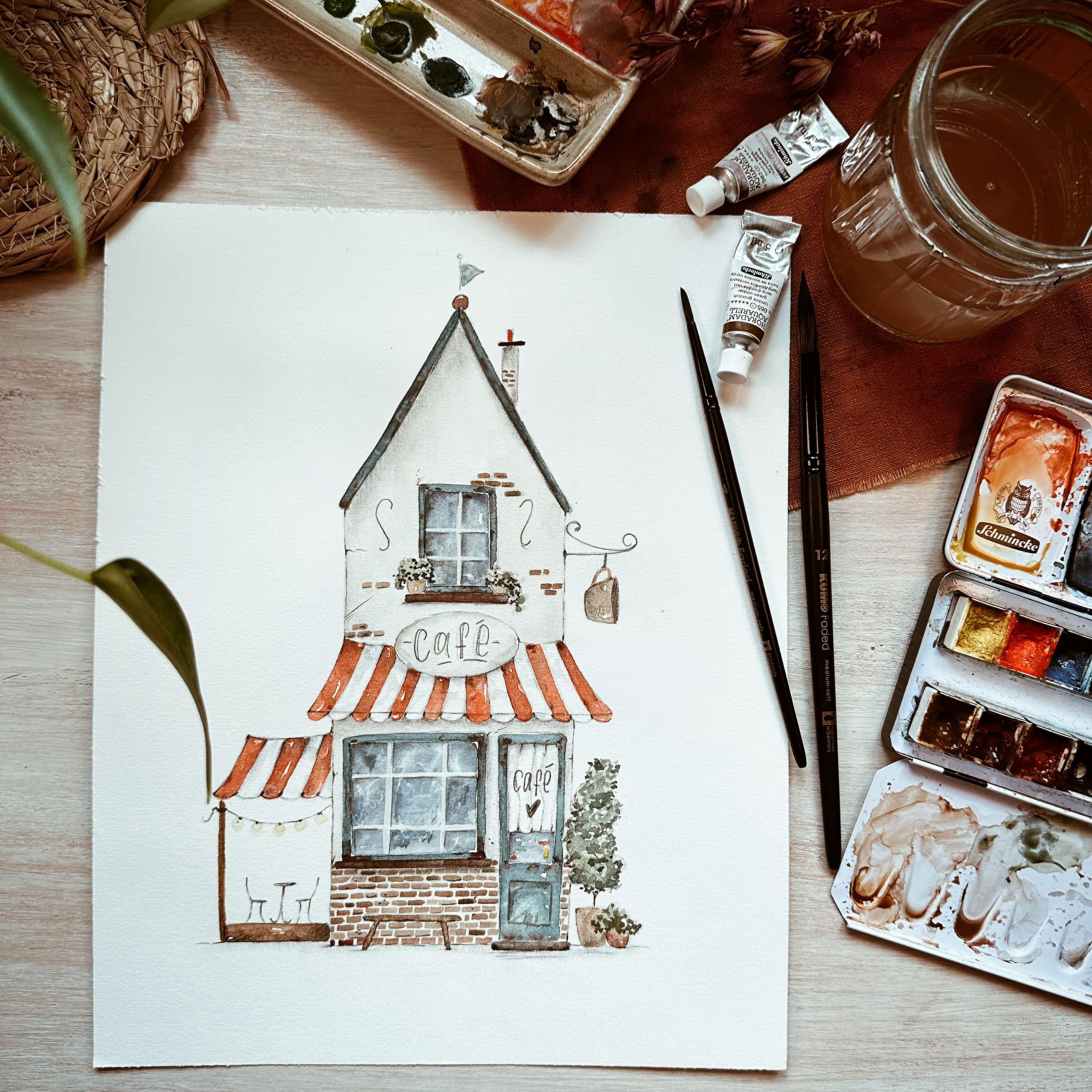KUM 5146916 - Pinselset 4-teilig, Künstlerpinsel für Aquarellmalerei, Urban Watercolor Brush Set, Schwarz | Künstlerisches Brush Set für Aquarellmalerei, Watercolor und Urban Sketching