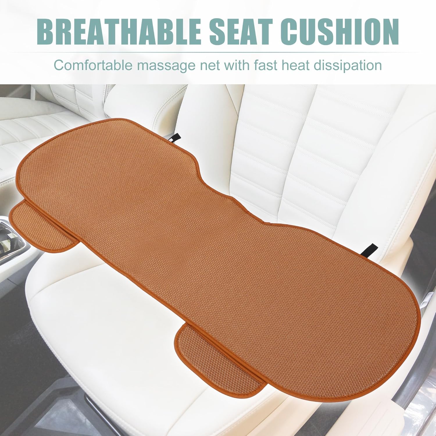 X AUTOHAUX Car Back Seat Cushion Brown Breathable PU Leather Universal Car Interior Seat Protector Mat Pad Fit Most Car Truck SUV & Van