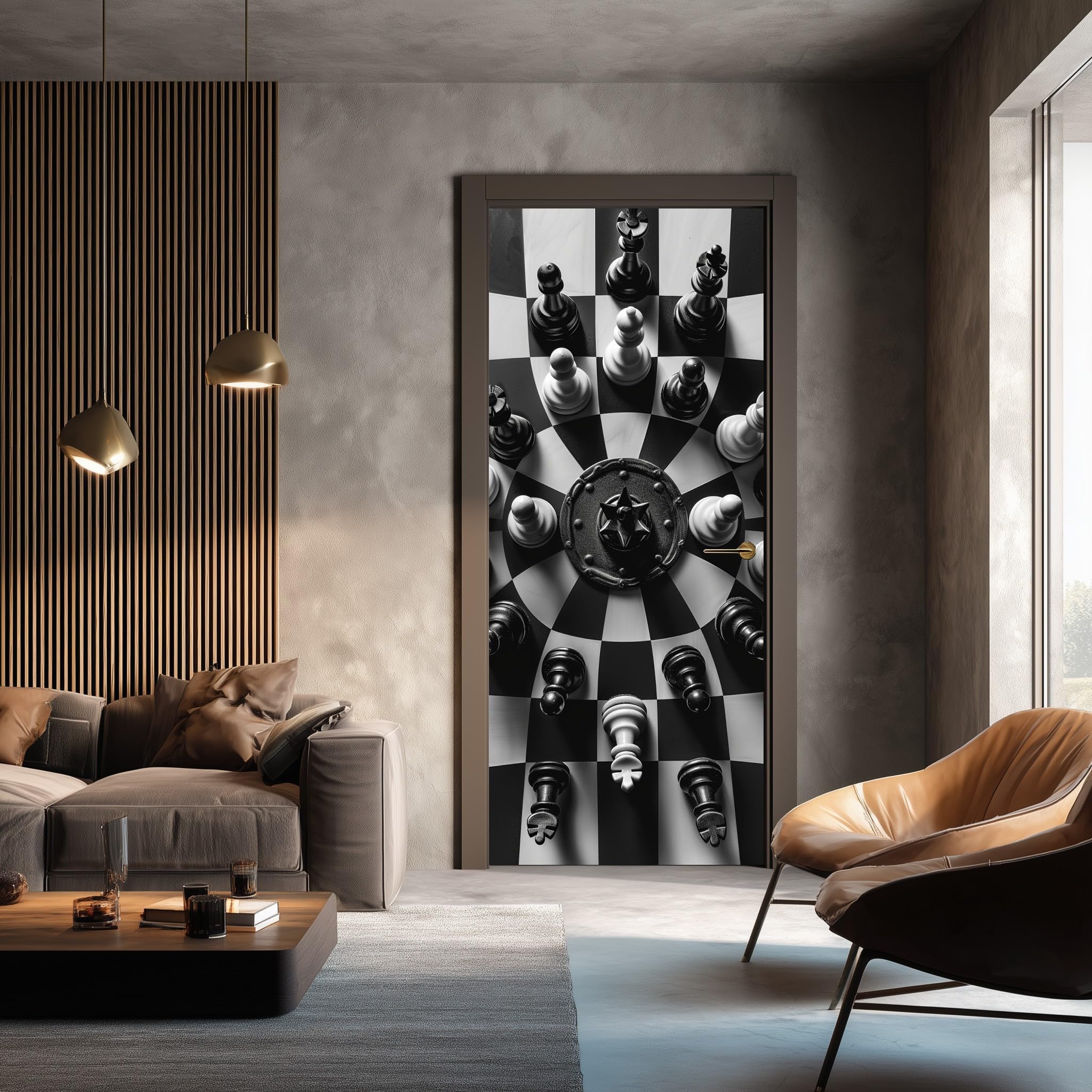 Autocollant de porte géométrique imperméable et poster mural salon chambre
