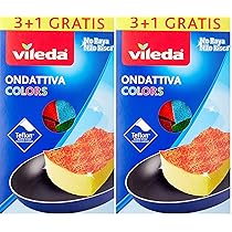 Vileda Ondattiva Milleusi Colors 3+1, Spugna, Multicolore, 13x22x2.6 cm, 4 unità (Confezione da 2)