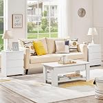 Yaheetech Table de chevet avec 3 Tiroirs, Table de chevet en bois avec rangement, Petite armoire de rangement côté lit avec base solide pour chambre / petit Space, blanc