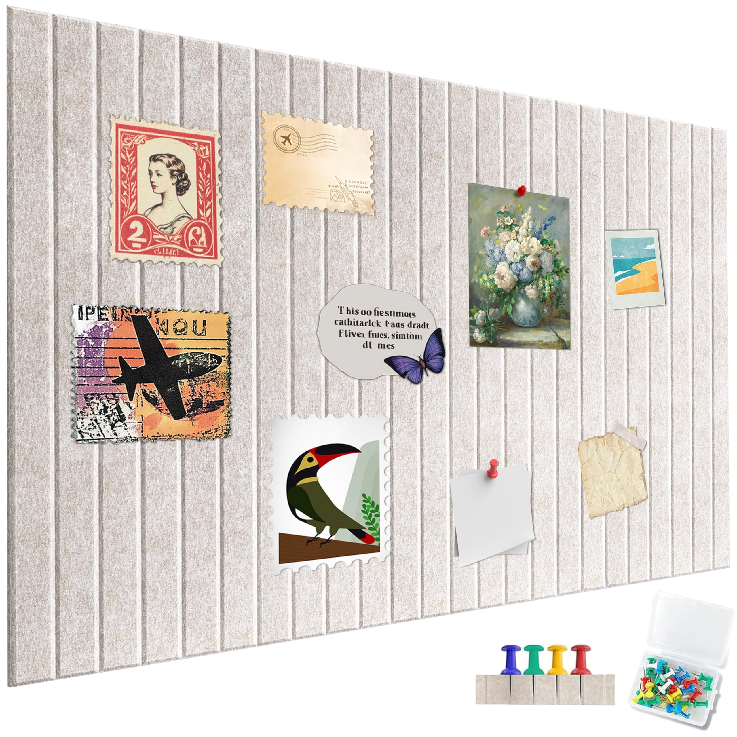 AMIGO 60 x 40cm Große Korkplatte Große Pinnwand,Dekorative Korkwand aus Filz,1cm Dick,Faltbare Fototafel mit Selbstklebendem Klebeband,Filz Selbstklebend Visionboard,Pinnadeln,Hellbeige