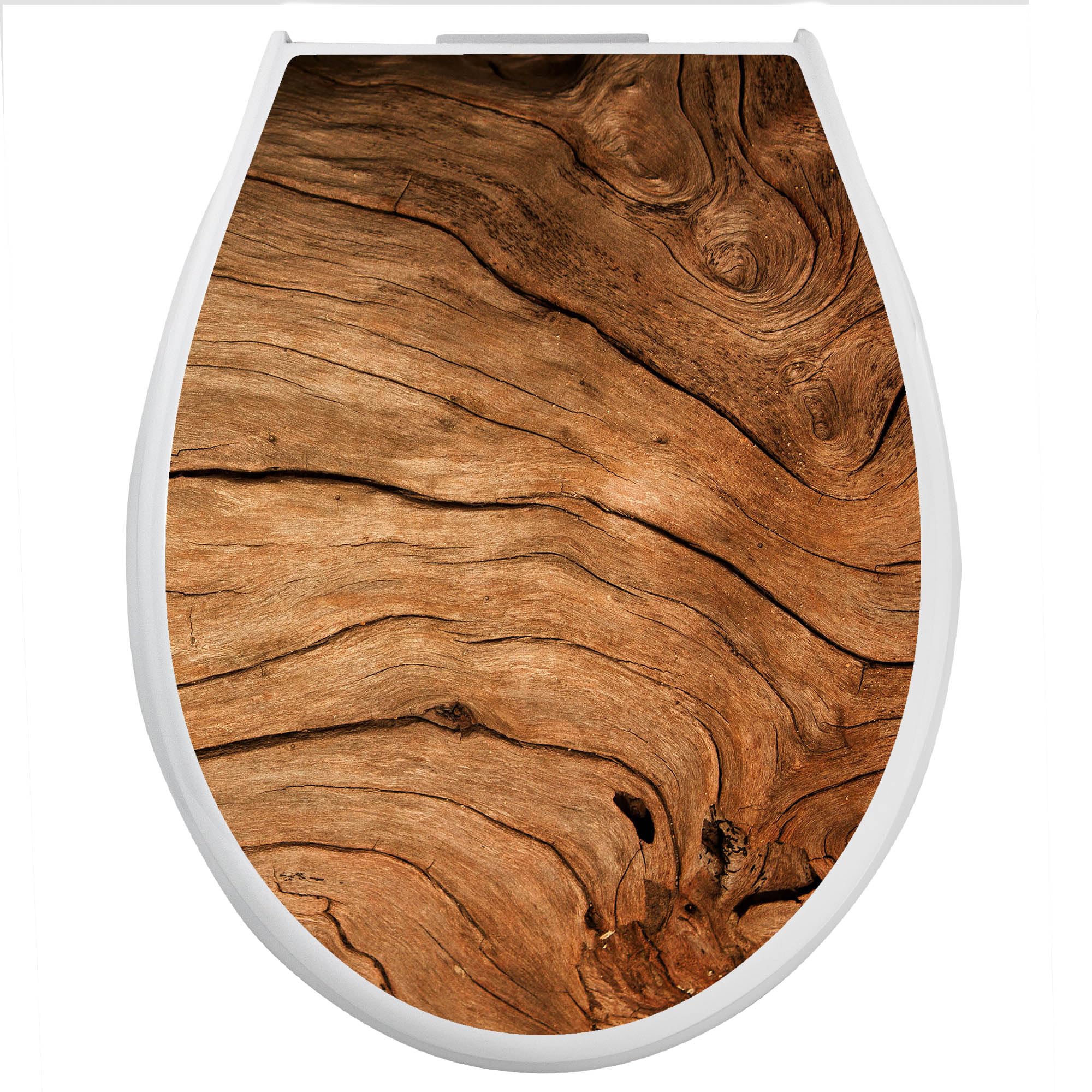 banjado Familien WC Sitz mit Absenkautomatik 44,9x37,1cm - Klobrille mit Kindersitz aus hochwertigem Polypropylen - Toilettendeckel mit Kinder Toilettensitz integriert - Motiv Trockenes Holz