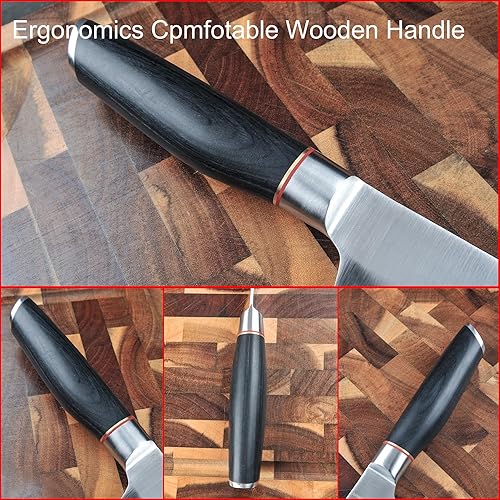 Miniatura 5 de TAIE Cuchillo de pan de 10 pulgadas con bordes dentados afilados para cortar la hoja de pan de corte 1.4116 acero inoxidable 58HRC mango de madera