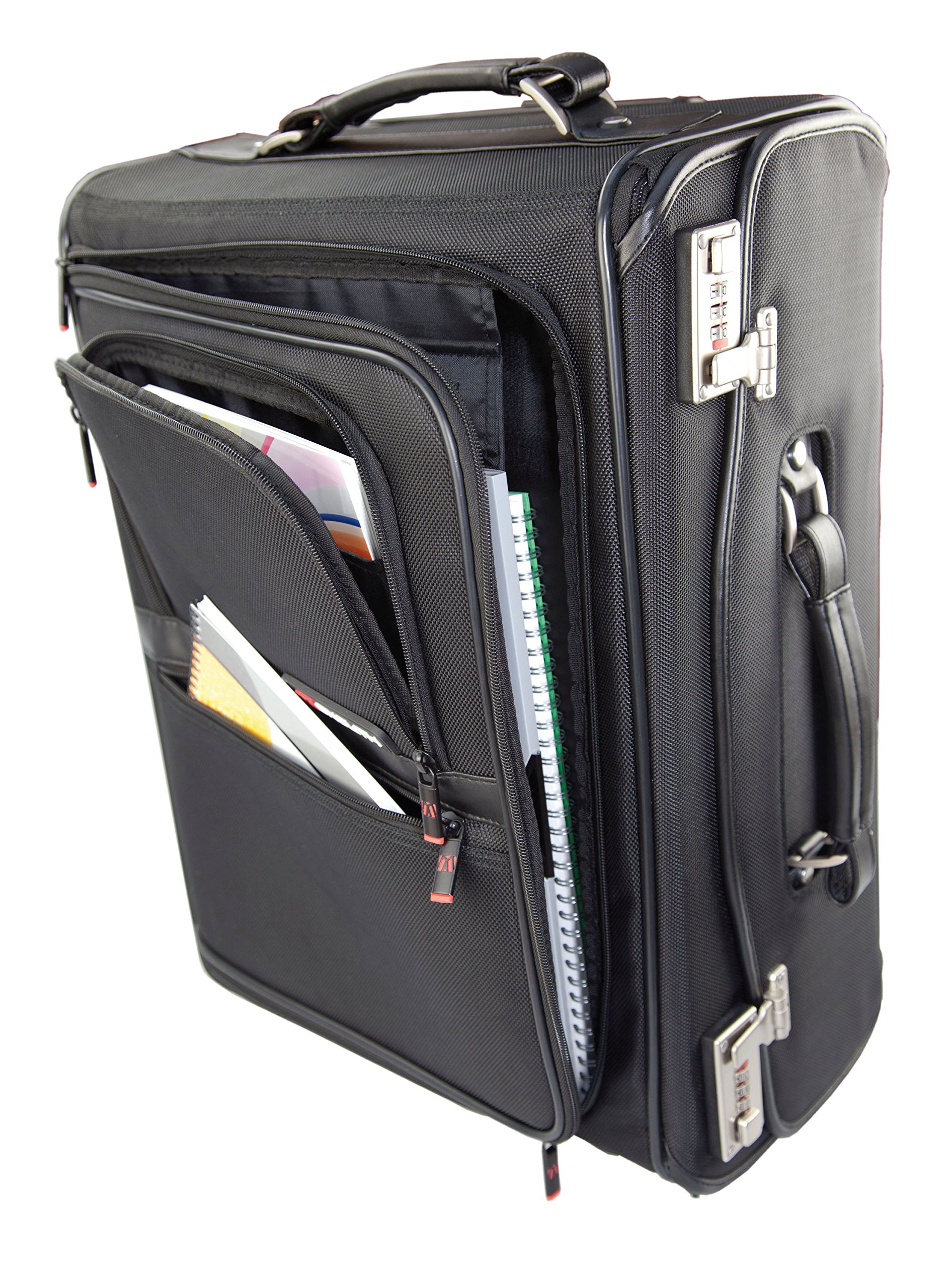 Monolith Valise Trolley Pilote Case, Business et Voyage, Fermeture à Codes, pour PC de 14 à 17 Pouces, Trolley à roulettes poignée rétractable, Revêtement Tissu Nylon Noir