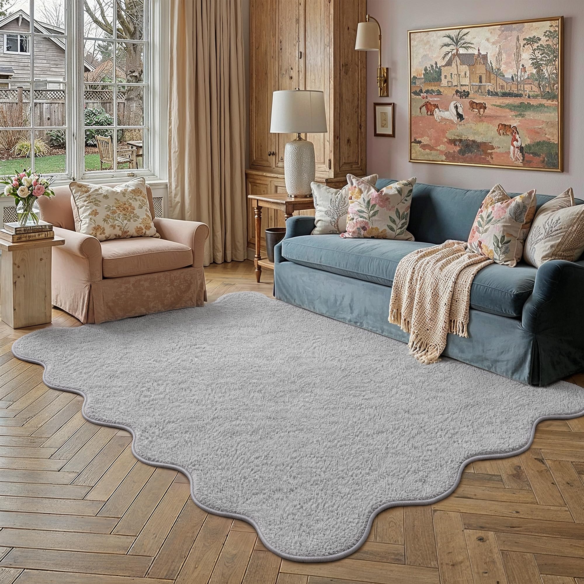 PureCozy Living Room Grey Rug 200x300cm Soft Fluffy Washable Carpet