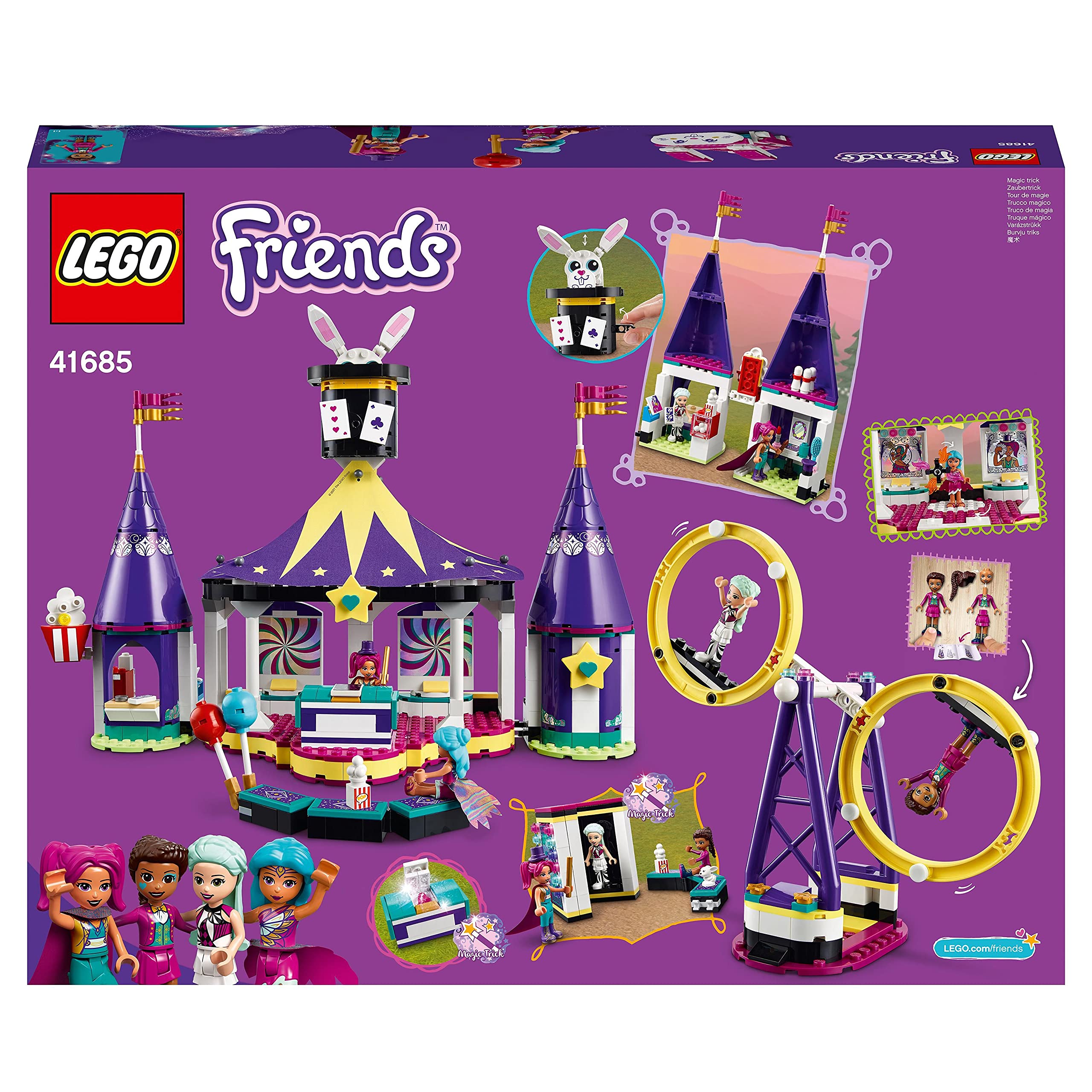 LEGO 41685 Friends Magische Jahrmarktachterbahn, Freizeit und Vergnügunspark mit Zaubertricks für Kinder, Spielzeug, Geschenk für Weihnachten ab 8 Jahren
