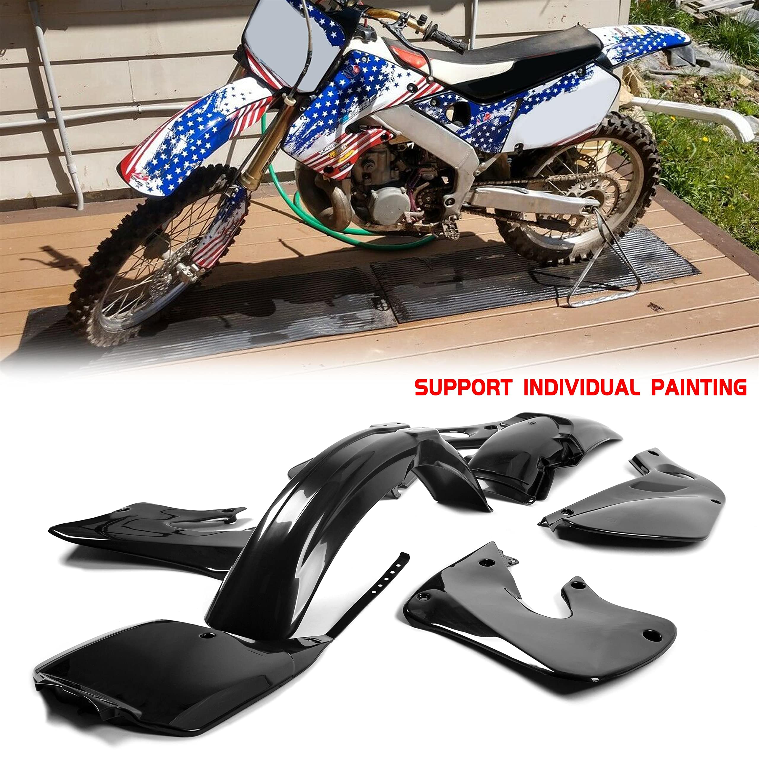 ECOTRIC Black Plastic Kit Bodywork Compatible With 1997 1998 1999 CR250 CR250R Honda