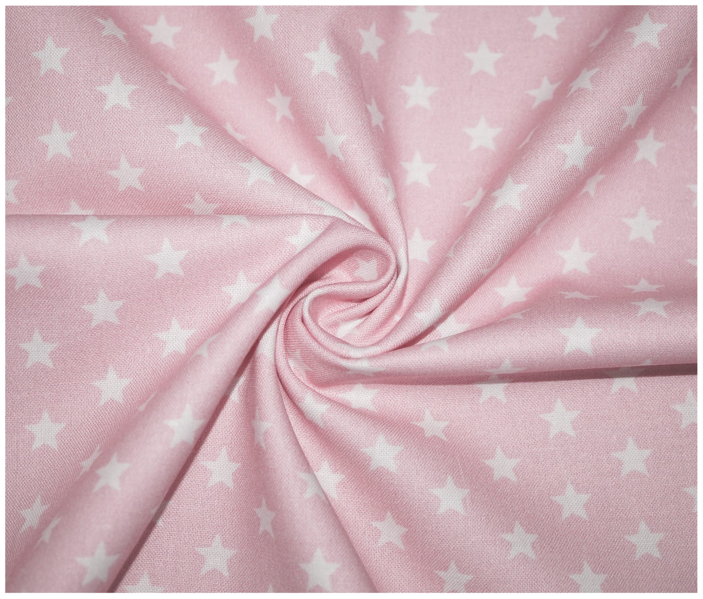 100% Cotton Little Stars Star Poplin Fabric Sewing Arts & Crafts Dressmaking in 13 Colours (1 Metre (100 x 140cm), Candy Pink)