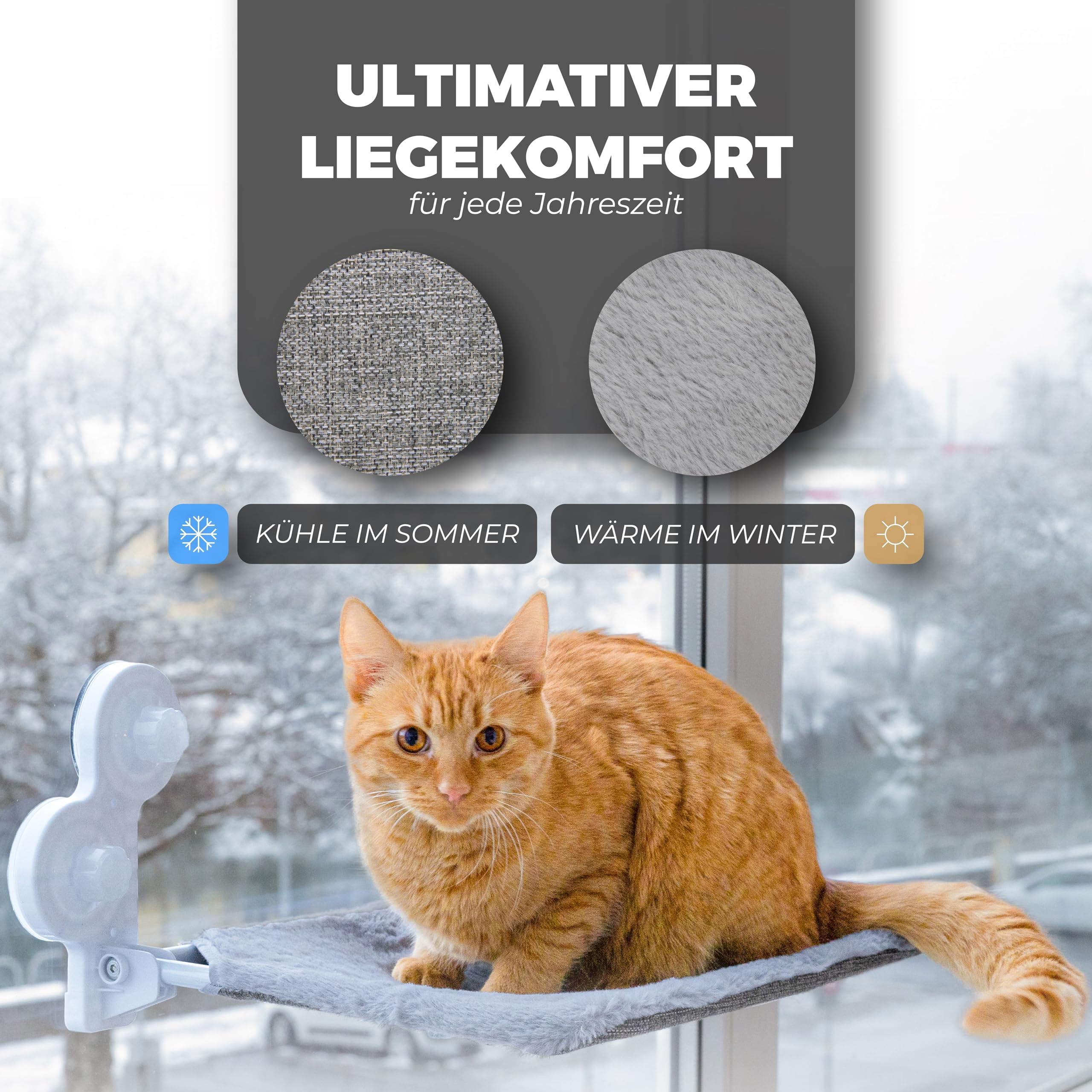 Katzen Fensterliege Hängematte Katze Katzenbett Fenster- KatzenFenster Hängematte für Katzen bis zu 20 kg