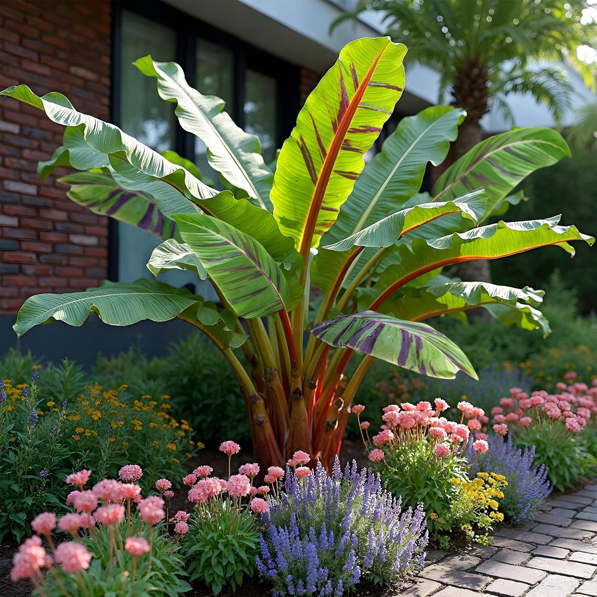 GreenboutiQ - Obstpflanze - Bananenpflanze - Musa sikkemensis Red Tiger - Winterhart - 6 Pflanzen - Topf 17cm Höhe 40cm