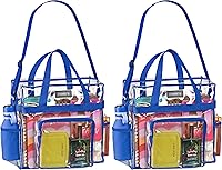 Vista 9 de Bolsa de Mano Transparente Masirs Aprobada para Estadios - Bolsillos de Malla, Correas de Hombro, Cremallera en la Parte Superior, Perfecta