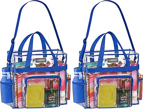 Miniatura 9 de Bolsa de Mano Transparente Masirs Aprobada para Estadios - Bolsillos de Malla, Correas de Hombro, Cremallera en la Parte Superior, Perfecta