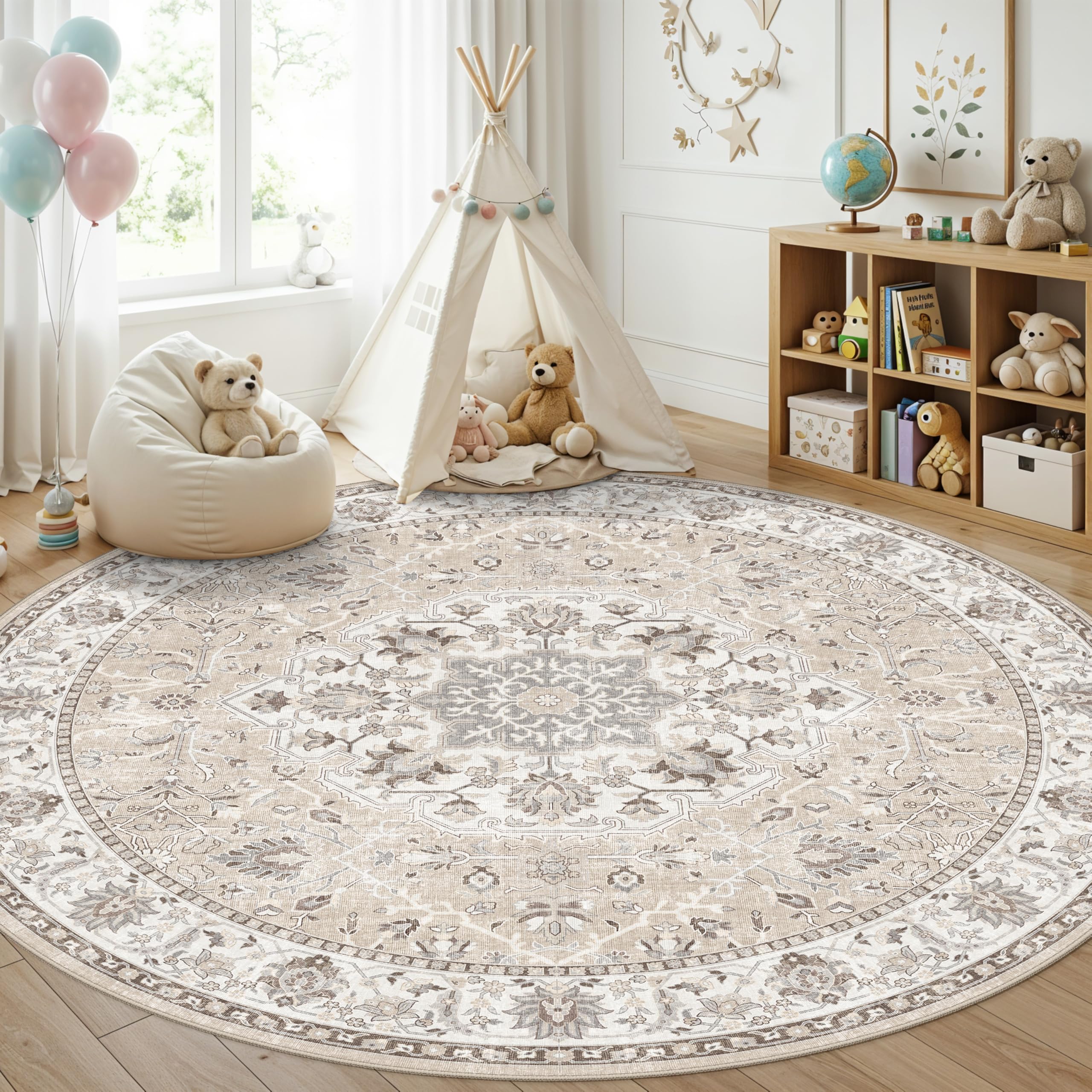 HY HAO YUN LAI 7ft Round Washable Rug