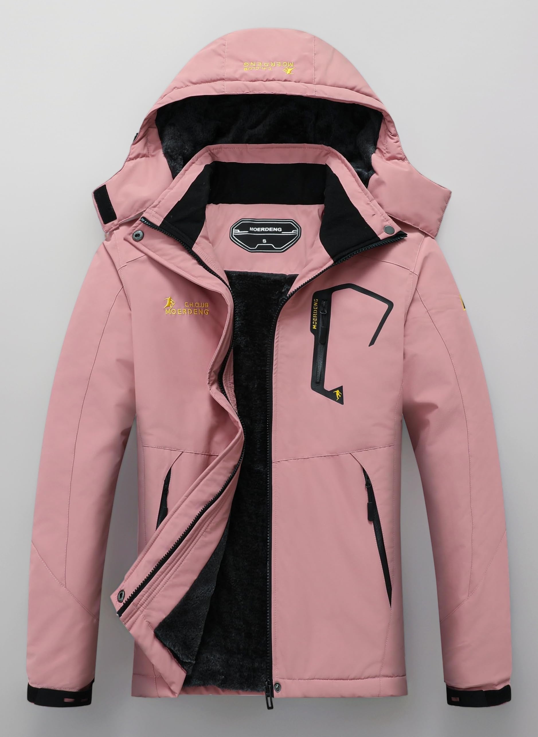 MOERDENG Women's Waterproof Ski Jacket Warm Winter Snow Coat Mountain Windbreaker Hooded Raincoat Jacket