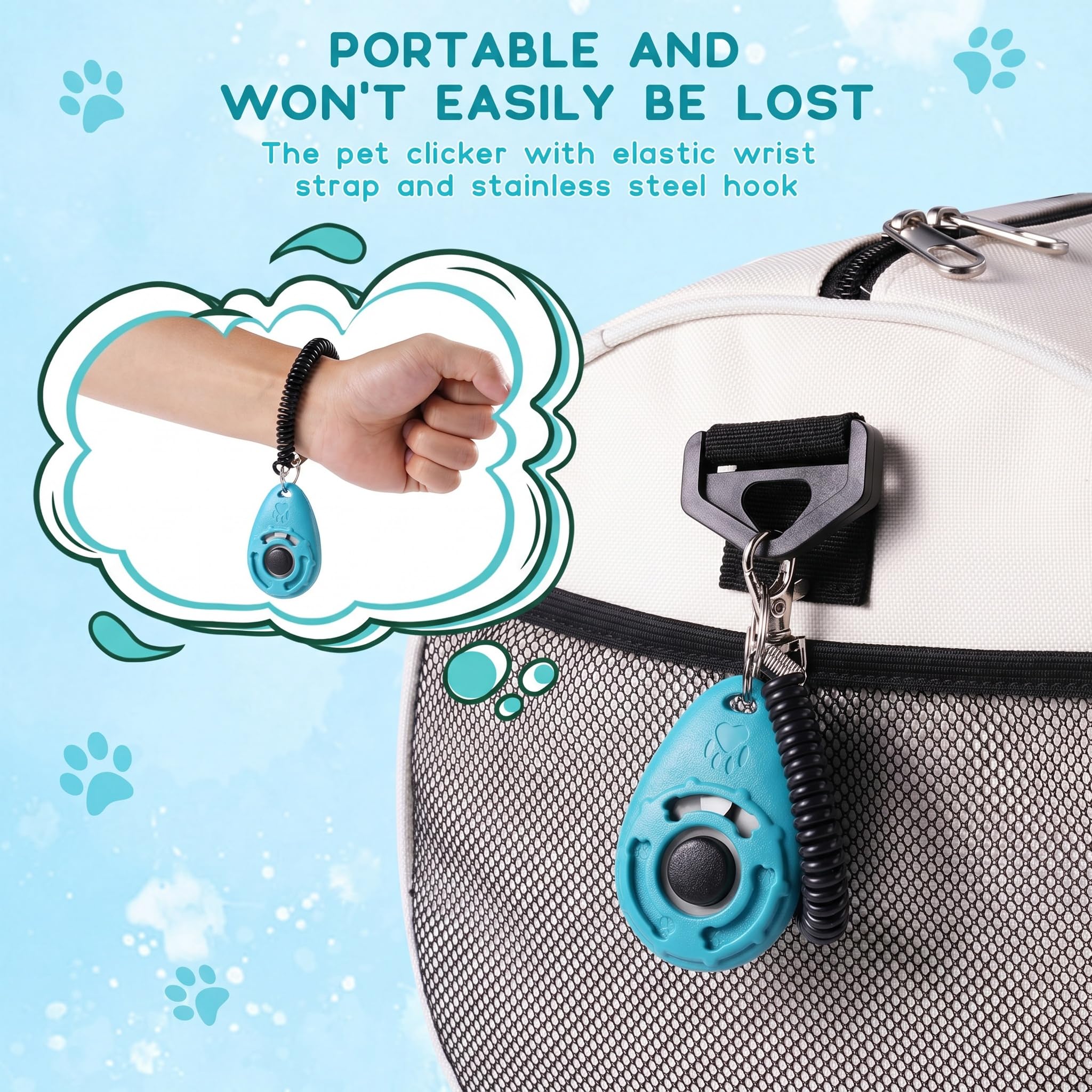 Newnewstar Pet Training clicker con Cinturino da Polso – Dog Training Clickers, New Black + Blue