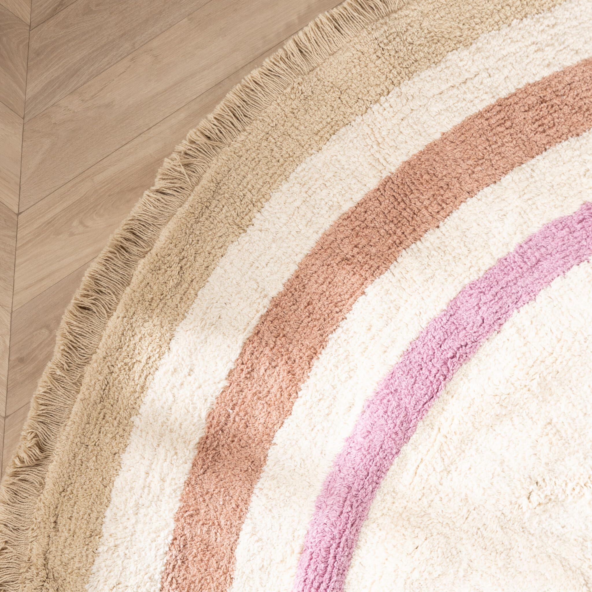 Tapis Rond Lavable pour Enfant - Milo Rose - Ø 80 cm - Garçon et Fille - Lavable en Machine - Chambre Bebe - Rond