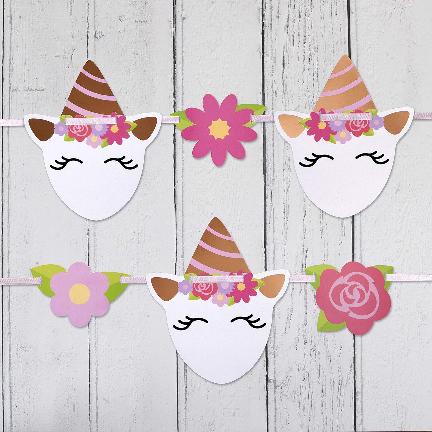 Hatton Gate Unicorn Shaped Bunting 1 Per Pack 3.5 Metres, Gold,pink