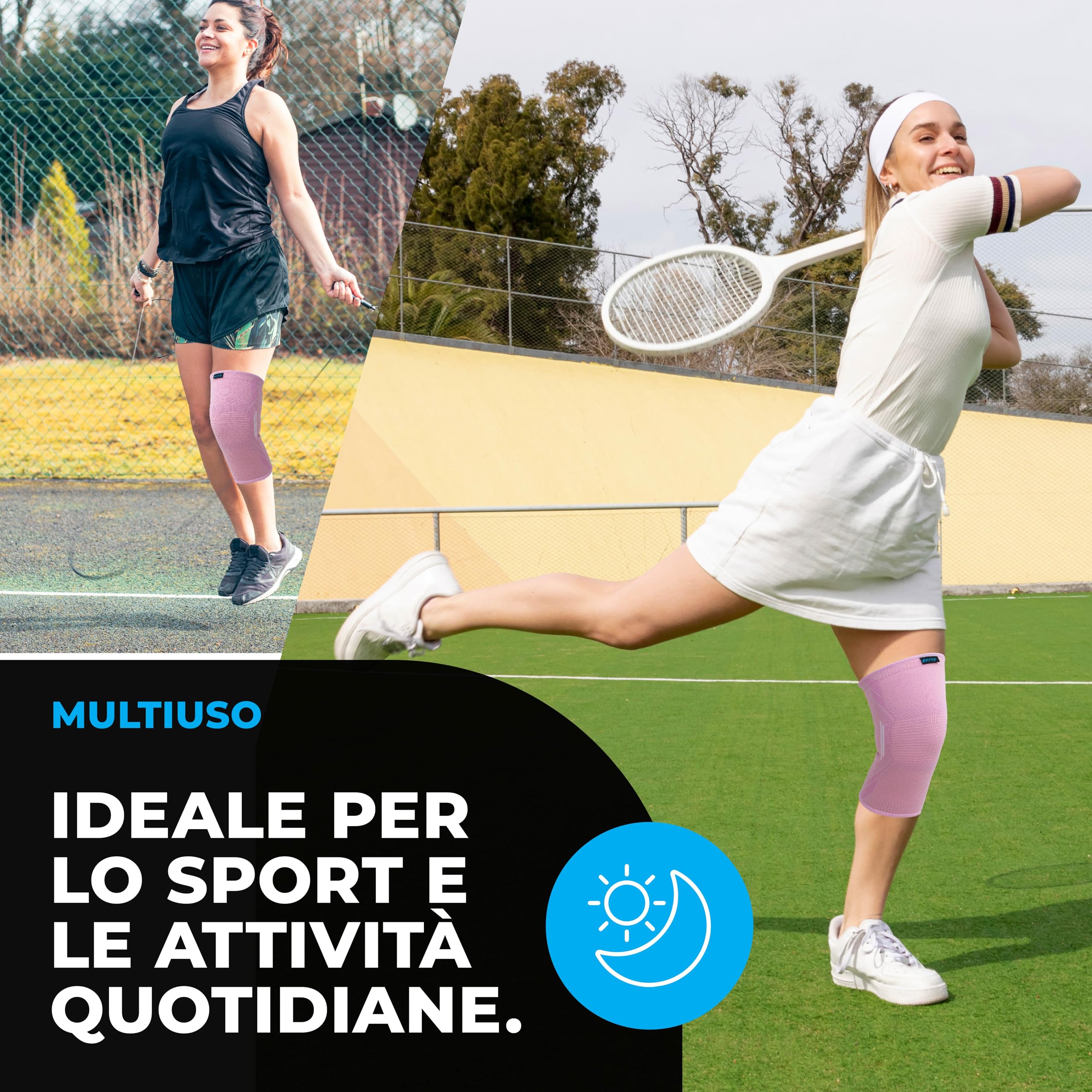 VITTO Ginocchiera Ortopedica - Tutore Ginocchio Legamenti Menisco - Ginocchiere Sportiva per Sollevamento Pesi e Corsa per Uomo e Donne (Rosa, L)