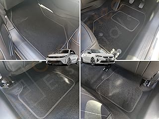 Tapis de voiture sur mesure pour Vauxhall Corsa F 2020-2025 essence et diesel uniquement, lot de 4 tapis de sol, noirs avec bordure noire avec 2 clips de sécurité
