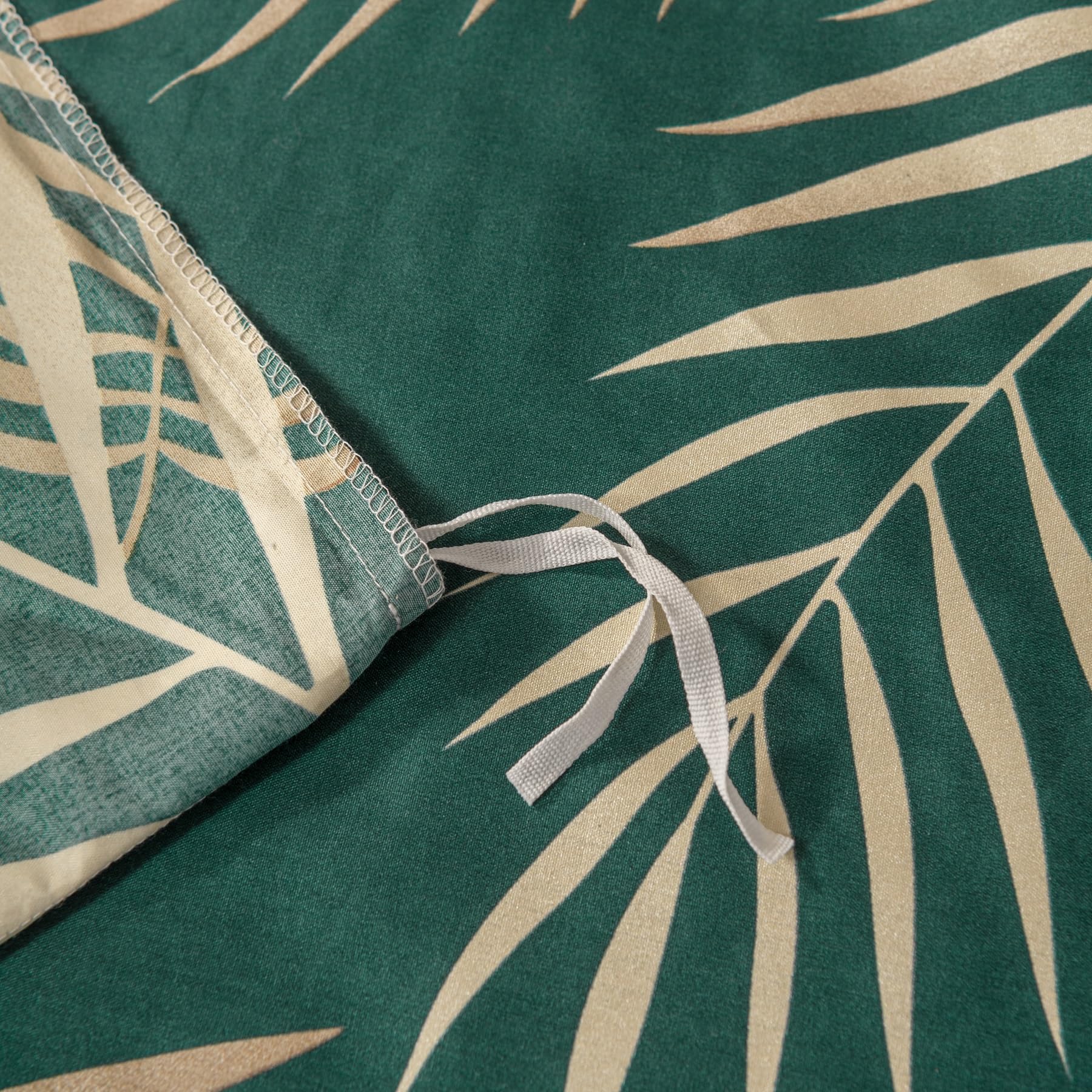 Copripiumino 240 x 260 foglie di palma tropicali, motivo oro verde, set di morbido microfibra, letto matrimoniale e biancheria da letto matrimoniale, con cerniera con federe, 65 x 65 cm