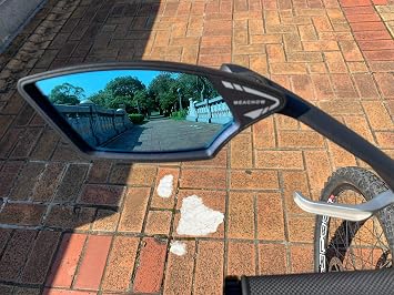 New Scratch Resistant Glass Lens,Handlebar Bike Mirror, Rotatable Safe Rearview Mirror, Bicycle Mirror, (Blue Left Side) ME-006LB