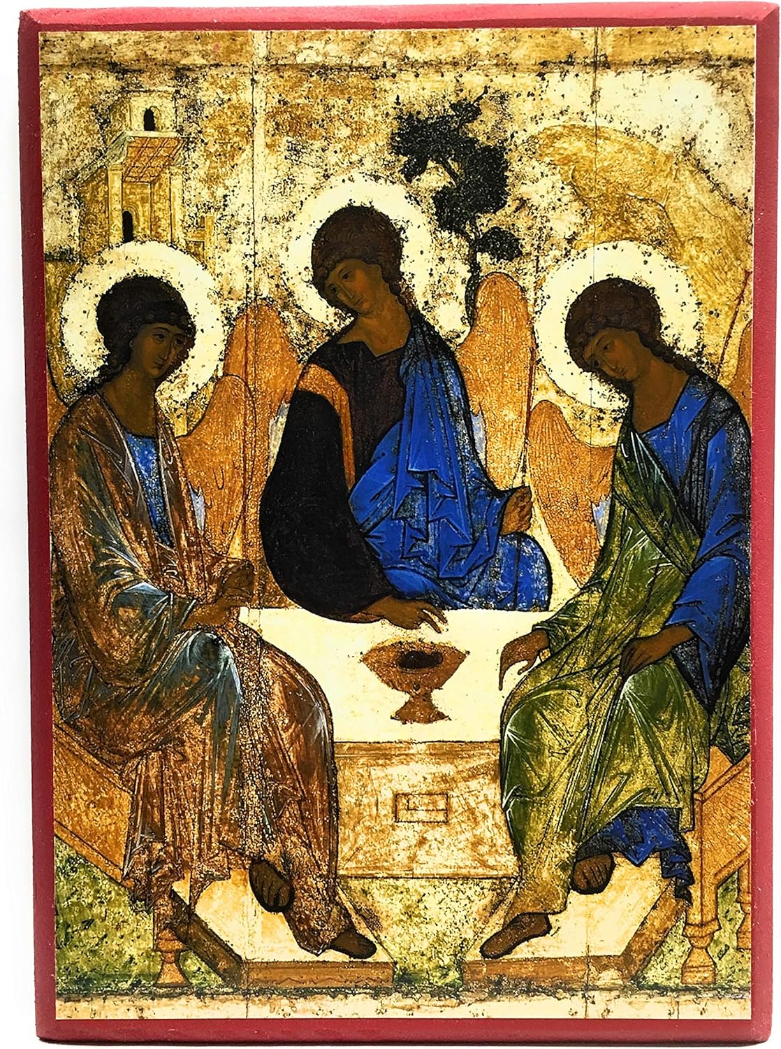 Wooden Greek Orthodox Christian Icon Holy Trinity (Andrei Rublev) (9" x 13")