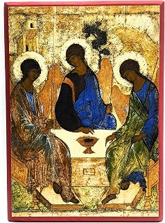 Wooden Greek Orthodox Christian Icon Holy Trinity (Andrei Rublev) (5.5" x 7.5")
