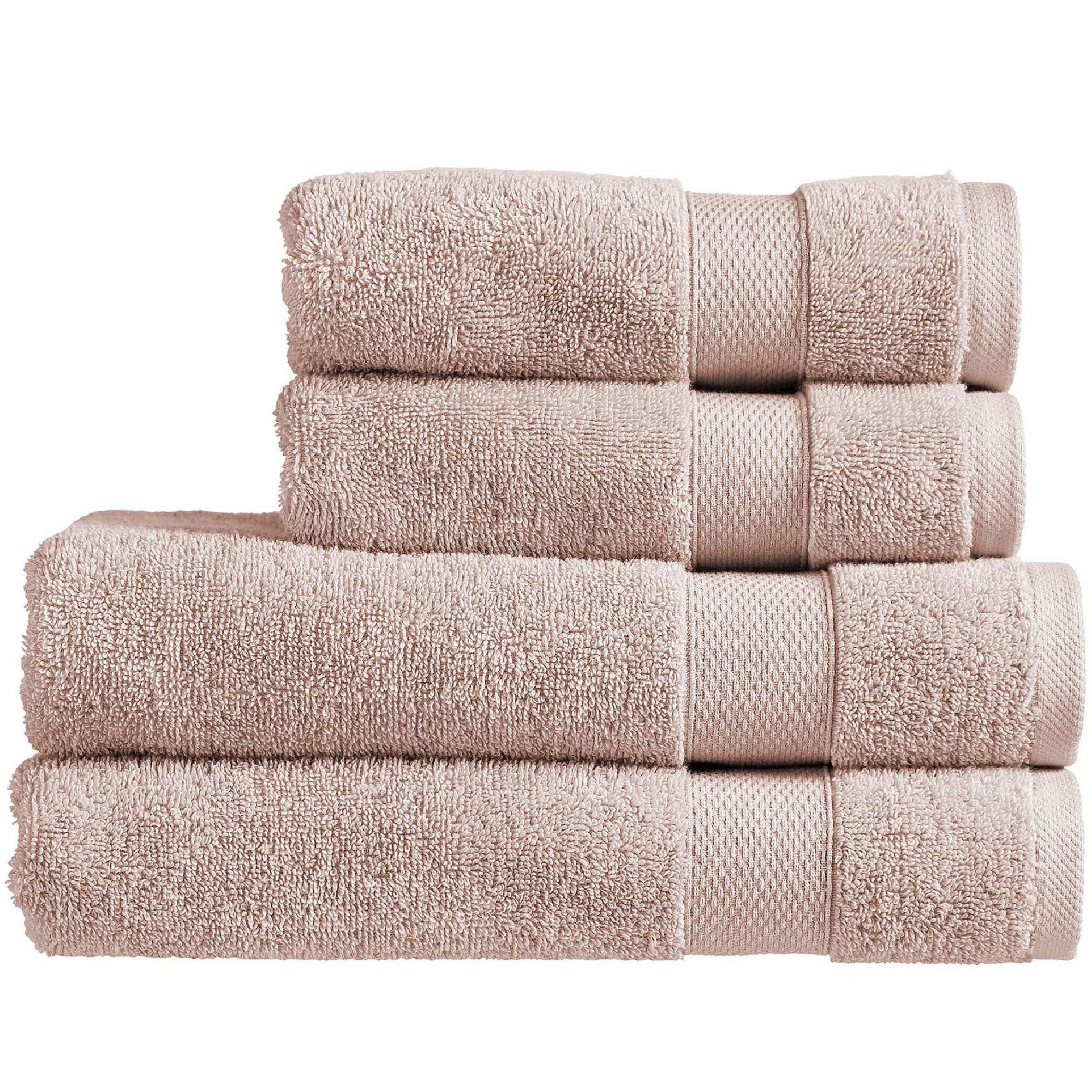 Christy Refresh Pink Towel Set | Set of 4 | 2 Bath 2 Hand | Quick Dry | Gentle Pastel Tones | Soft Absorbent Bathroom Towels | 100% Cotton 550GSM | Dusty Pink
