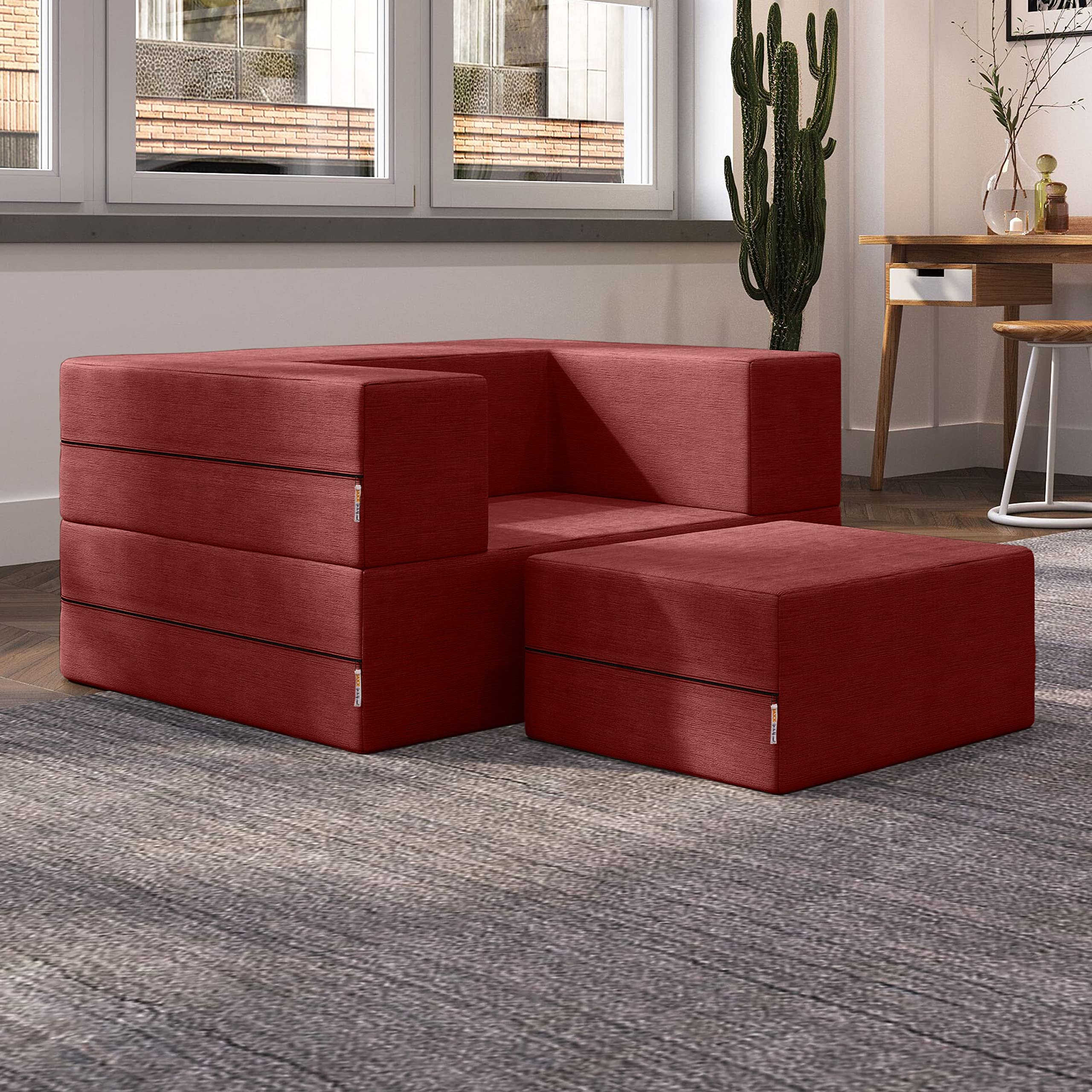 Amazon.com: Jaxx Zipline Convertible Sleeper Futon Chair & Ottoman