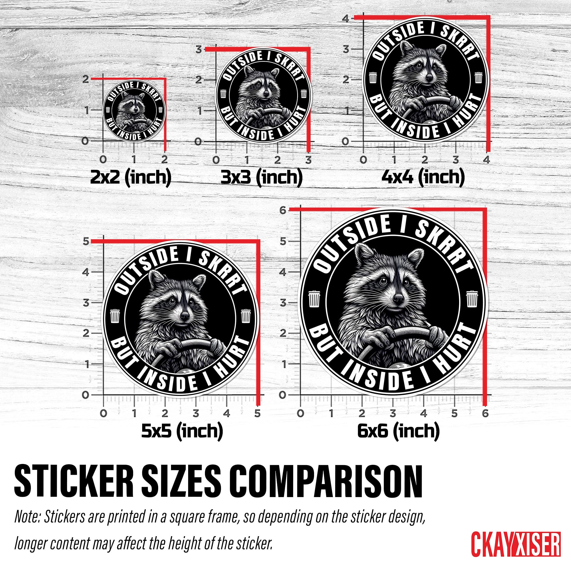(3 pezzi) Outside I Skrrt But Inside I Hurt Raccoon Driving Stickers, 7,6 cm Divertente adesivo in vinile impermeabile per laptop, bottiglia d'acqua, bicchieri, accessori regali per lei lui 7,6 cm