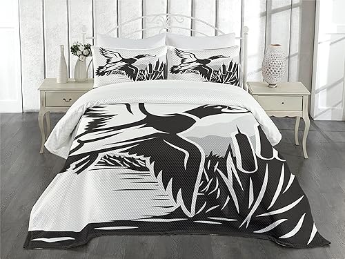 Miniatura 2 de Ambesonne Juego de colcha retro, diseño clásico de rayas verticales con textura de imagen antigua, colcha decorativa de 3 piezas y 2 fundas de