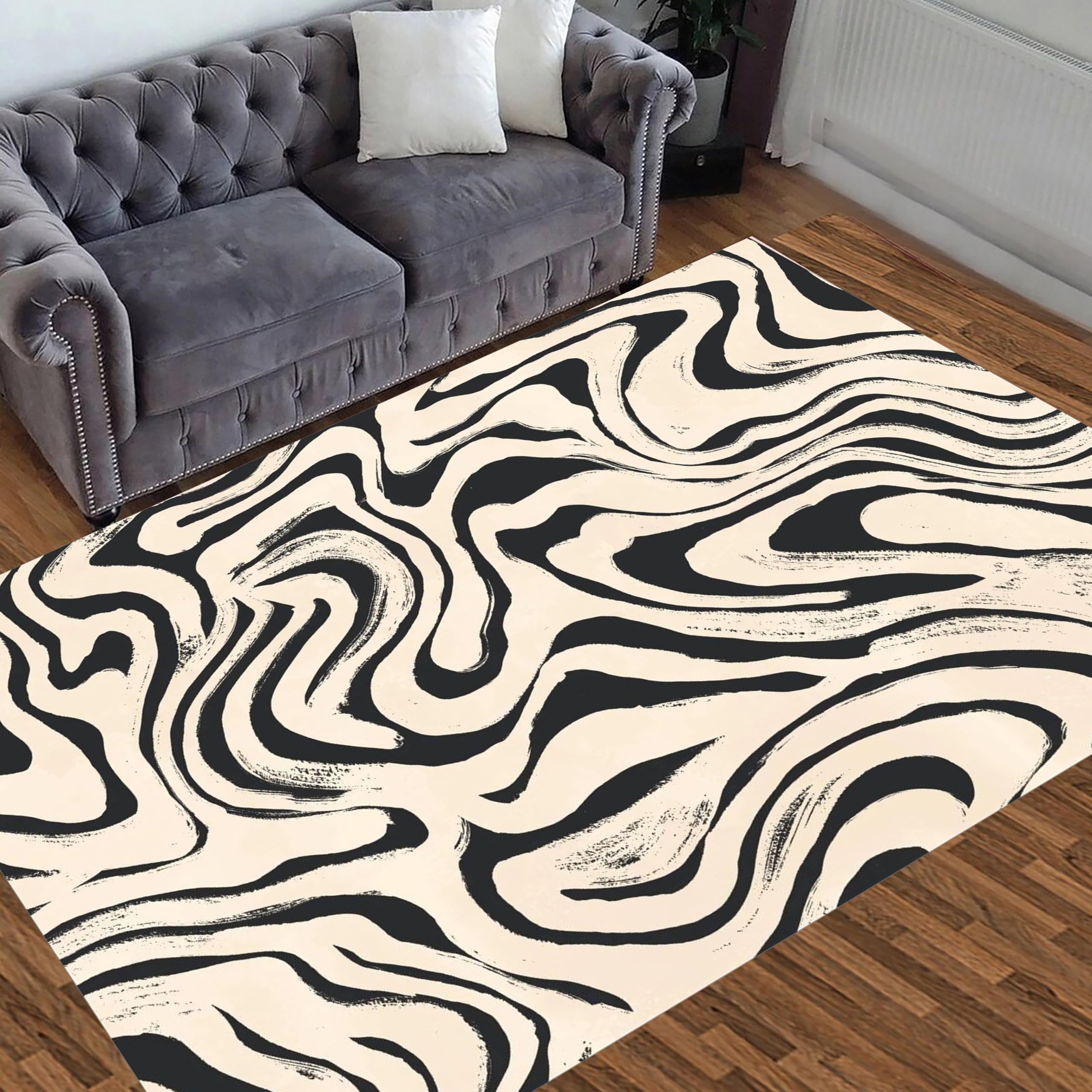 Tapis de sol rose antidérapant marbre or 50x80 pour couloir fréquenté