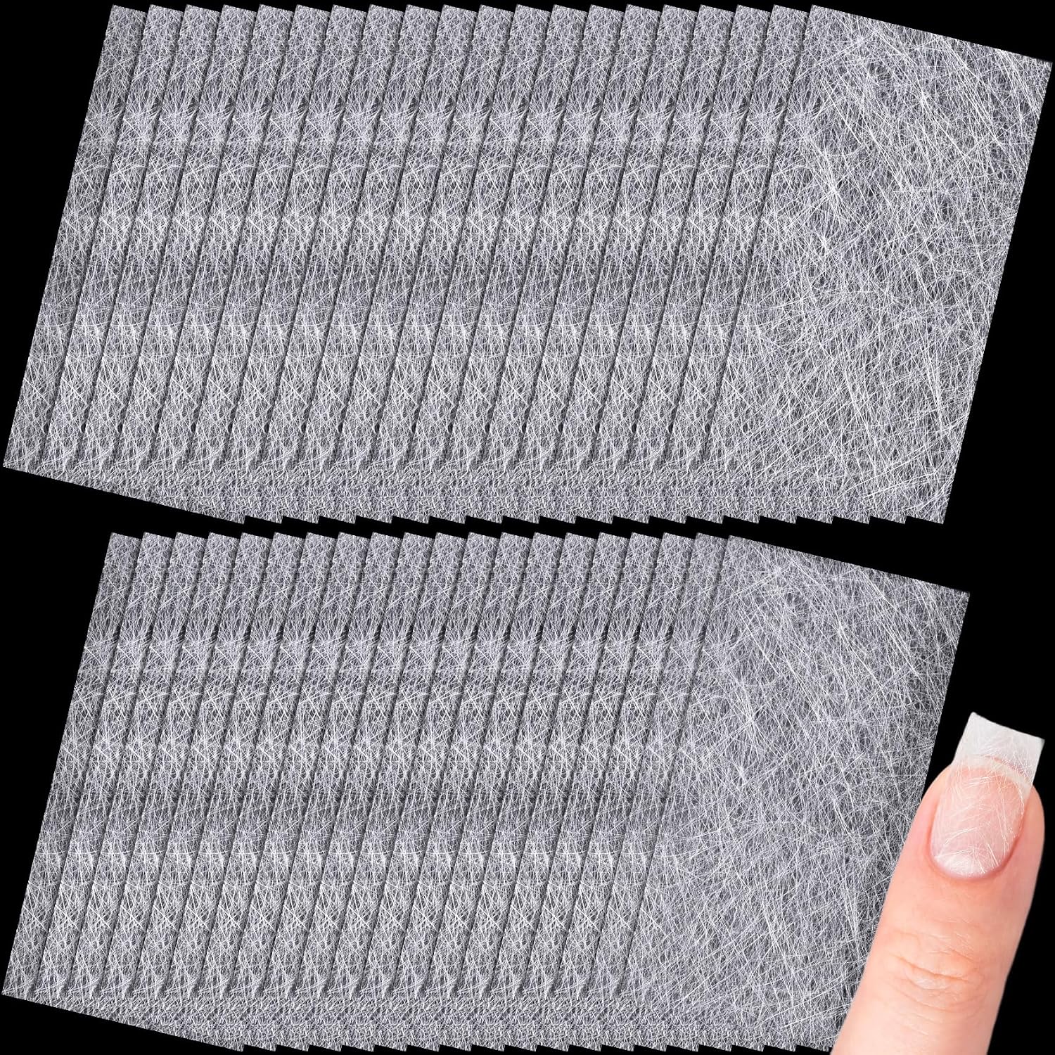40 Pcs Fiberglass Nail Wraps, White Nail Extension Repair Wraps | Soft fiber texture, thin wrap design, split nail support, extension shaping, DIY manicure use, beginner and salon friendly