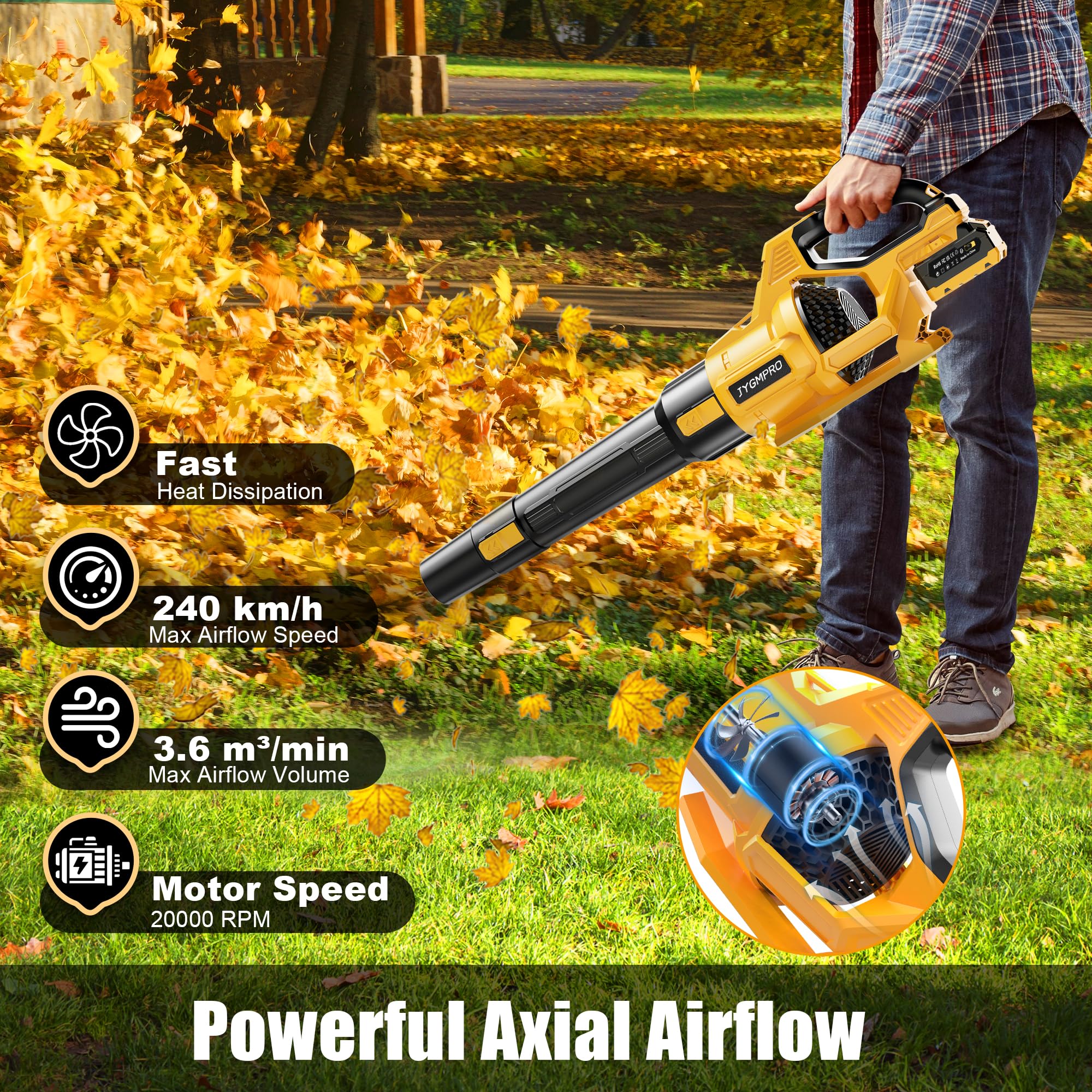 Accu-bladblazer 21V Met 4,0Ah Accu - 240 Km/u, 20.000 Tpm, 3 Snelheden 2 Mondstukken