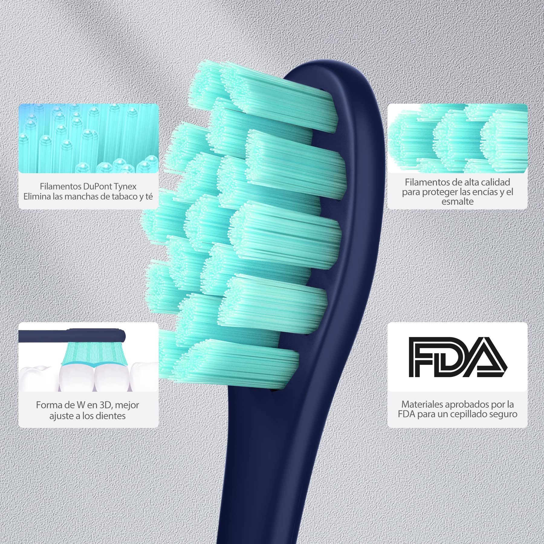 Cepillo de dientes eléctrico sónico Oclean Flow, Cepillo electrico con 180 días de duración, 76000 Movimientos por minuto, 5 Modos, IPX7 Impermeable y Temporizador, Cabezal de Cepillo DuPont™，Azul