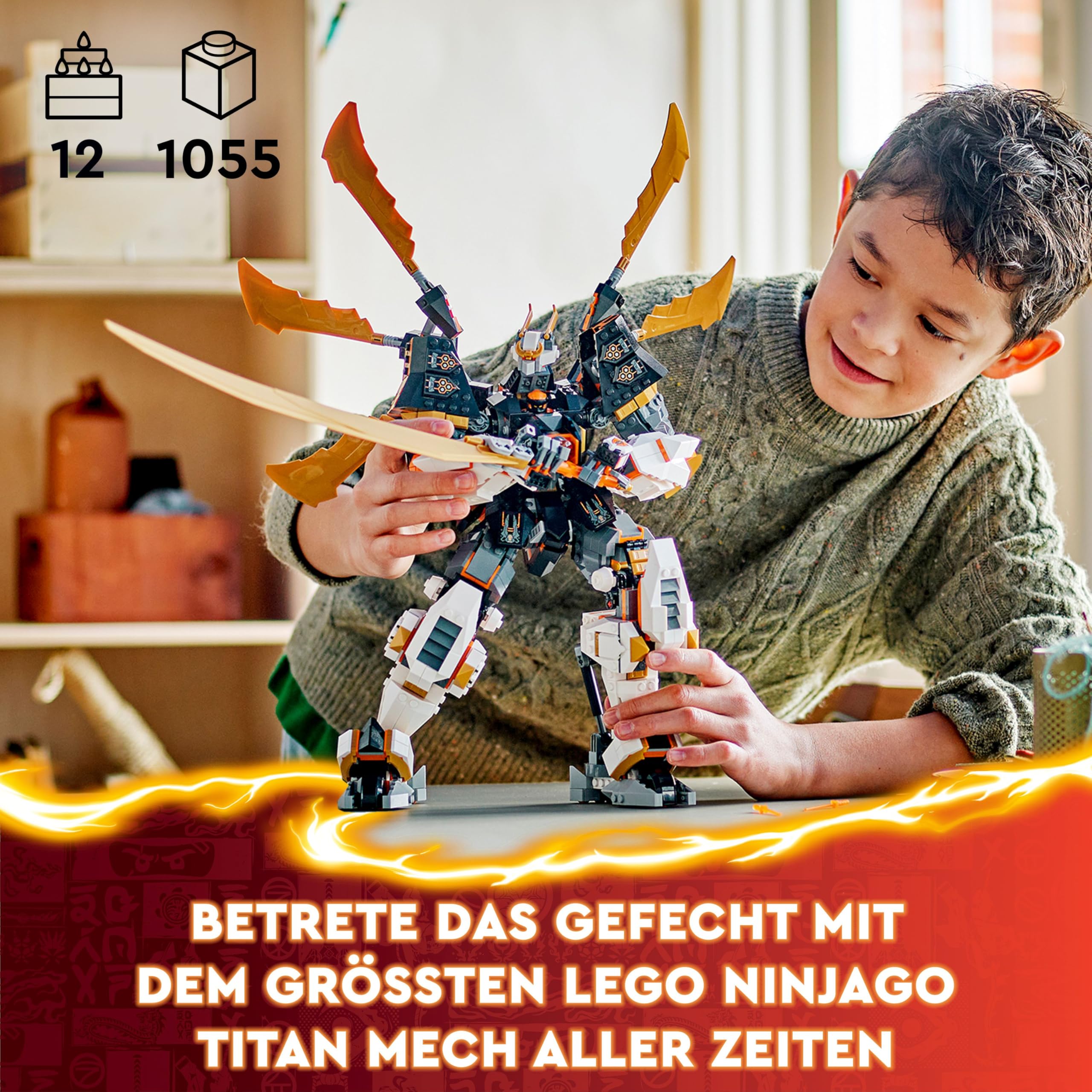 LEGO NINJAGO Coles Titandrachen-Mech, Abenteuer Spielzeug für Kinder, Ninja Spielset mit 1 Minifigur, Geburtstagsgeschenk für Jungen und Mädchen ab 12 Jahren, Fantasyspielset 71821
