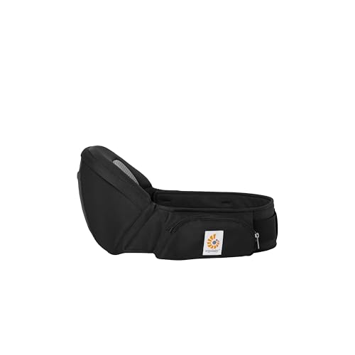 Ergobaby Lift Hip Seat Babytrage mit Babyhüftsitz für Babys und Kleinkinder ab 6 Monaten (7 7 kg - 20 4 kg) Hüftsitz Trage Hüfttrage Onyx Black