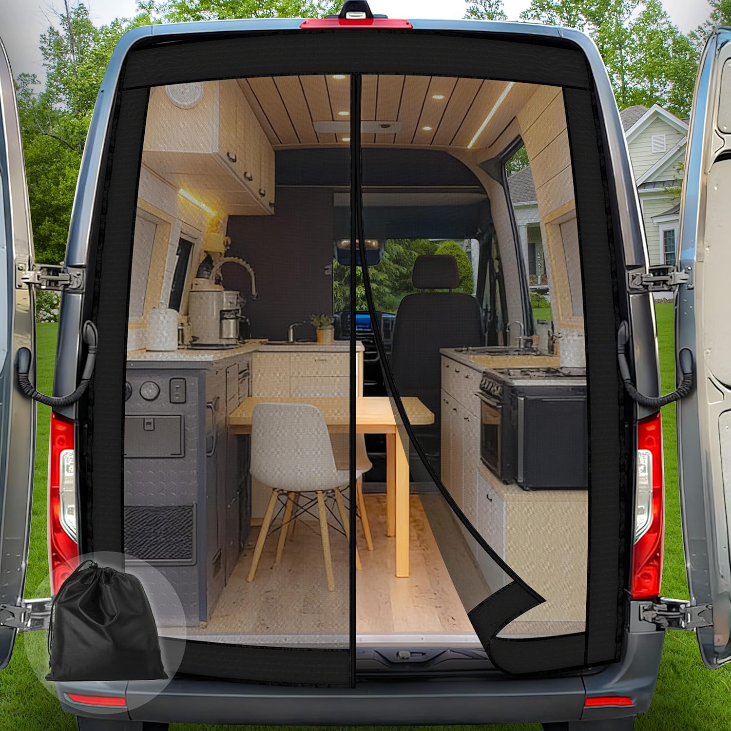 Van Bug Screen Mesh Screen Door RV Sliding Door Magnetic Screen fit Mercedes Sprinter Ford Transit sliding Door Screen Magnetic Closure Mosquito Net for Door High Roof Side Door 83"(h) x 59"(w)