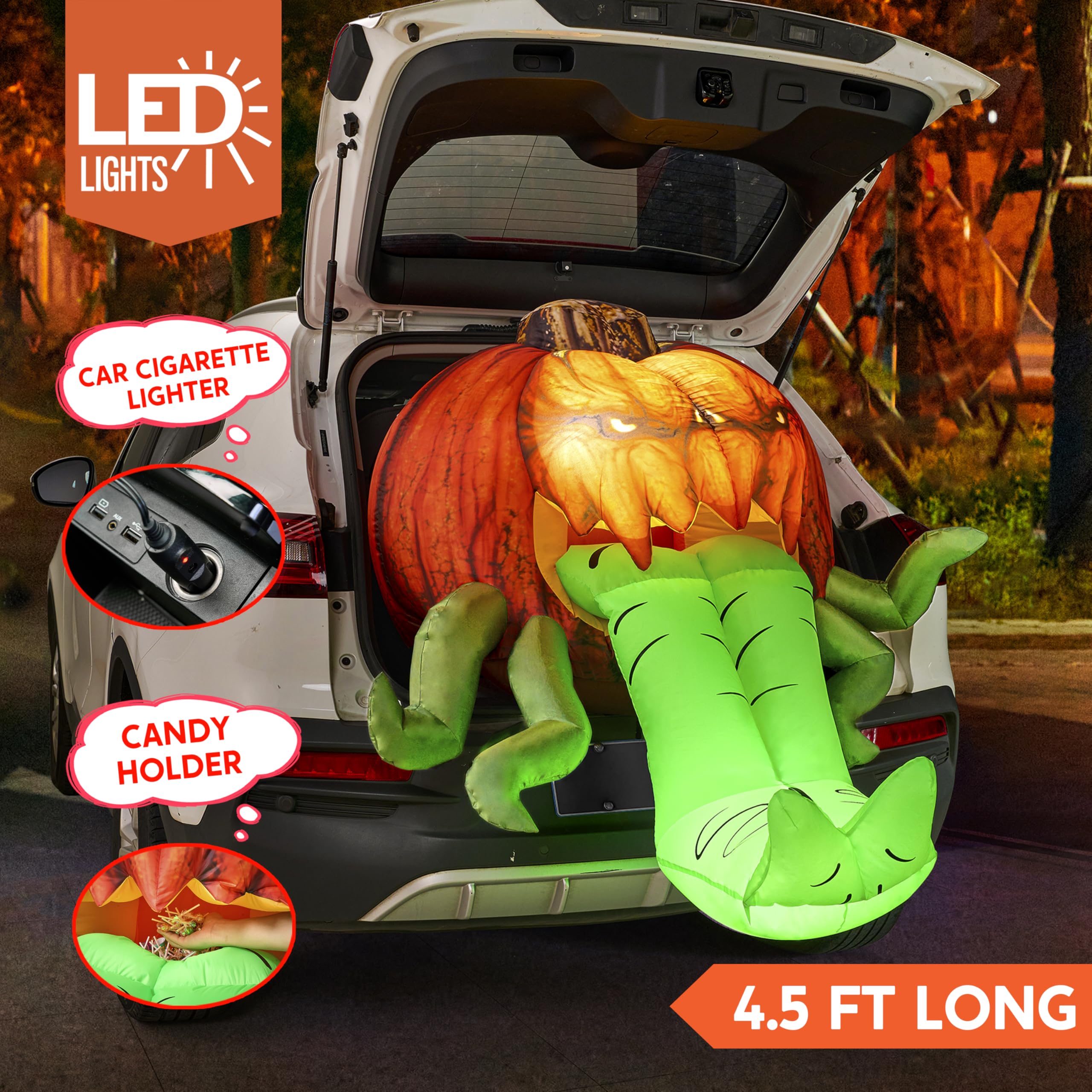 Joiedomi Halloween Inflatables Outdoor Decorations, Trunk or Treat Car Decorations Kit, Inflatable Pumpkin with Tentacles Trunk Or Treat Car Decor, Blow Up Pumpkin for Halloween Decor Outside